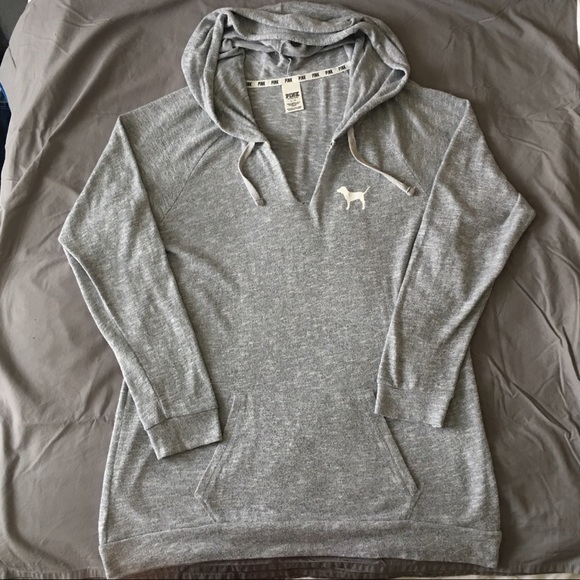 PINK Victoria's Secret Tops - Victoria’s Secret PINK Gray Pullover Hoodie